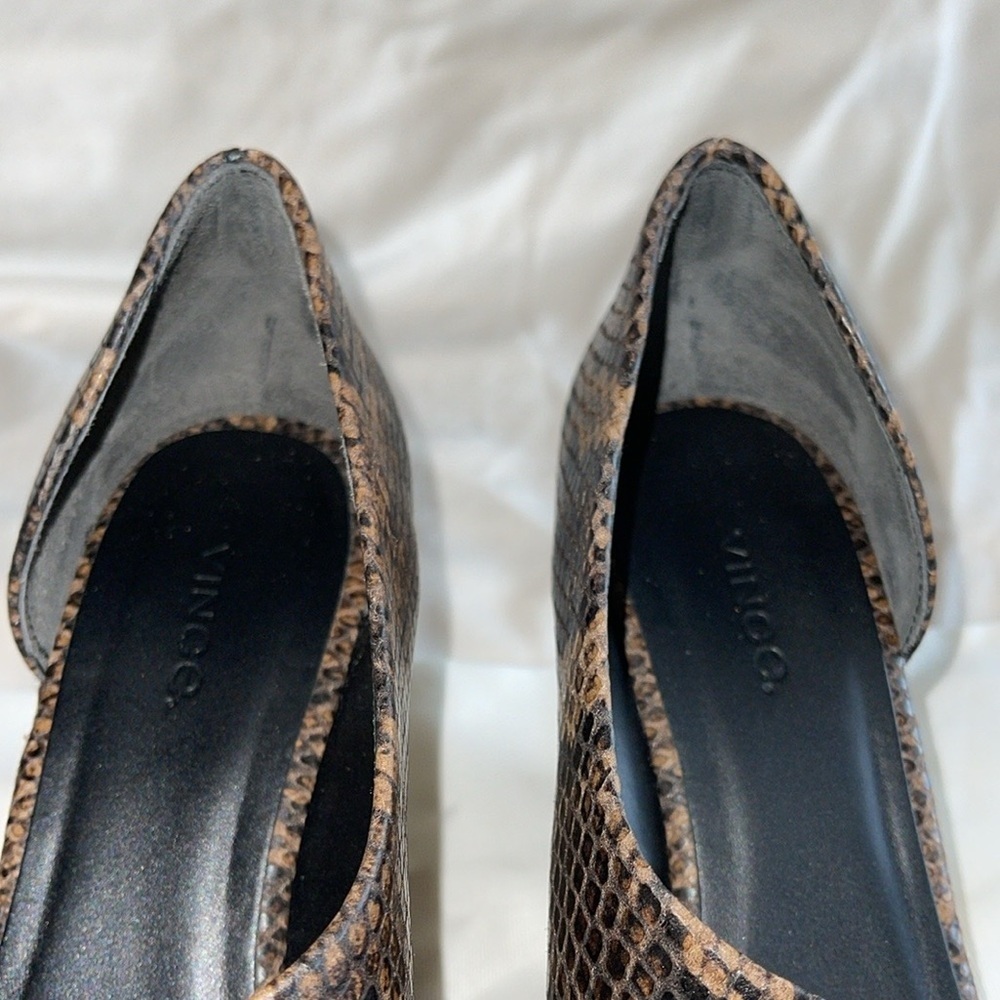 VINCE Percey Snakeskin Coffee Open Toe Heel - Picture 10 of 10